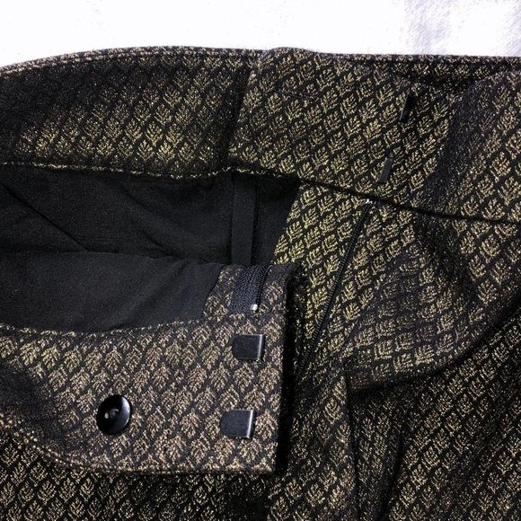 Ann Taylor Loft Black and Gold Marisa Style Lined Slacks- 2 - Picture 8 of 13